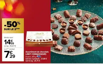 Carrefour Assortiment de chocolats LINDT CONNAISSEURS offre