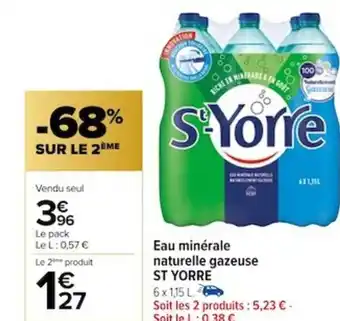 Carrefour Eau minérale naturelle gazeuse ST YORRE offre