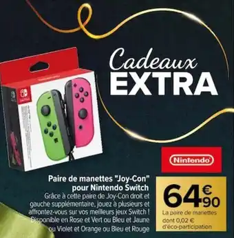 Carrefour Paire de manettes "Joy-Con" pour Nintendo Switch offre
