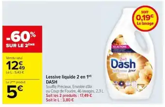 Carrefour Lessive liquide 2 en 1⁰d) DASH offre