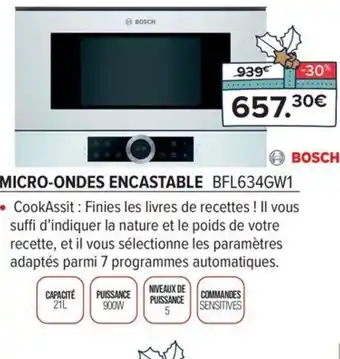 Gitem MICRO-ONDES ENCASTABLE BFL634GW1 offre