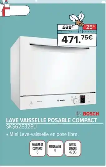 LAVE VAISSELLE POSABLE COMPACT SKS62E32EU