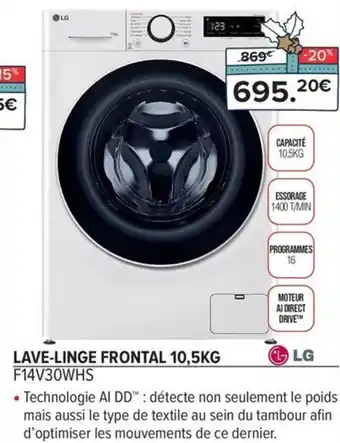 Gitem LAVE-LINGE FRONTAL 10,5KG F14V30WHS offre