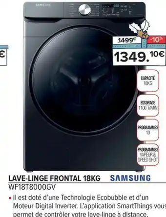 Gitem LAVE-LINGE FRONTAL 18KG SAMSUNG WF18T8000GV offre