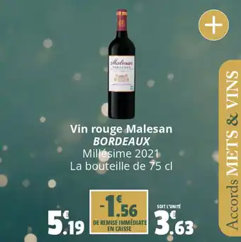 Coccimarket Vin rouge Malesan BORDEAUX offre