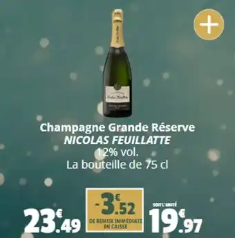 Coccinelle Supermarché Champagne Grande Réserve NICOLAS FEUILLATTE 12% vol.. La bouteille de 75 cl offre