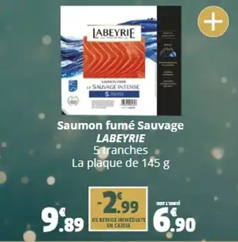 Coccinelle Supermarché Saumon fumé Sauvage LABEYRIE 5 tranches La plaque de 145 g offre