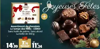 Coccinelle Supermarché Assortiment de chocolats Le temps des fêtes - CÉMOI Sans huile de palme, Sans alcool La boîte de 440 g offre