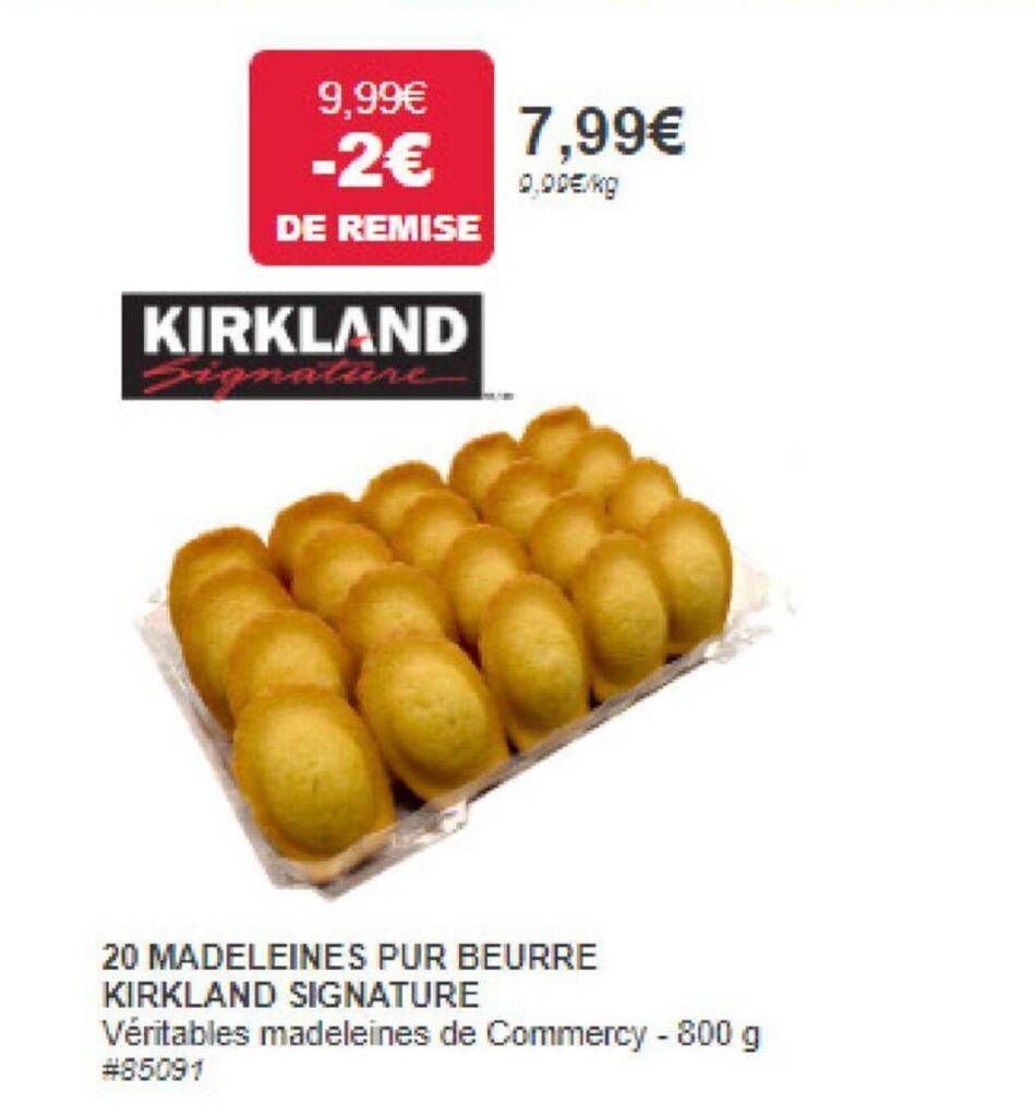 Promo 20 MADELEINES PUR BEURRE KIRKLAND SIGNATURE chez Costco
