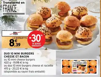 Intermarché DUO 10 MINI BURGERS CHEESE ET BACON offre