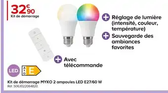 Castorama Myko kit de démarrage 2 ampoules led e27/60 w offre