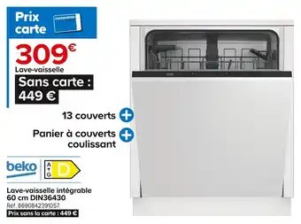 Castorama Beko lave-vaisselle intégrable 60 cm din36430 offre