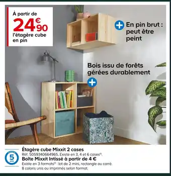 Castorama Étagère cube mixxit 2 cases offre
