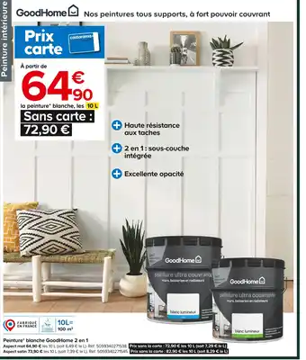 Castorama Goodhome peinture blanche 2 en 1 offre