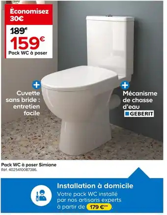 Castorama Pack wc à poser simiane offre