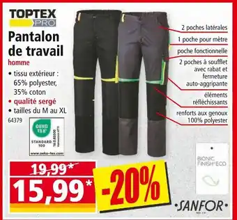 Norma Toptex pantalon de travail offre