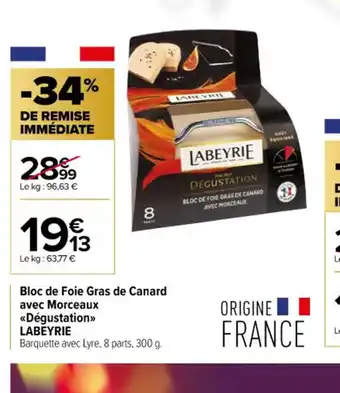 Carrefour Contact Bloc de Foie Gras de Canard avec Morceaux offre