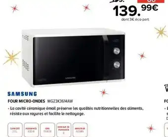 Gitem SAMSUNG FOUR MICRO-ONDES MG23K3614AW offre