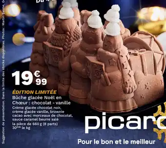 Picard Bûche glacée Noël en Chœur chocolat vanille offre