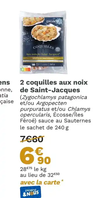 Picard 2 coquilles aux noix de Saint-Jacques offre