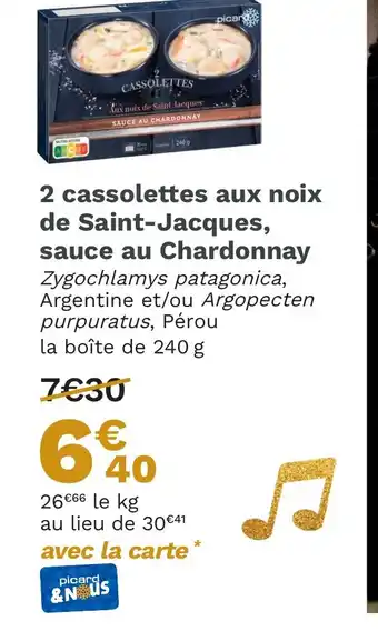 Picard 2 cassolettes aux noix de Saint-Jacques, offre