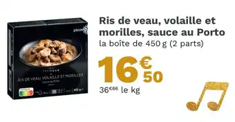 Ris de veau, volaille et morilles, sauce au Porto