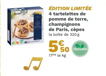 Picard 4 tartelettes de pomme de terre, champignons de Paris, cèpes la boîte de 320 g offre