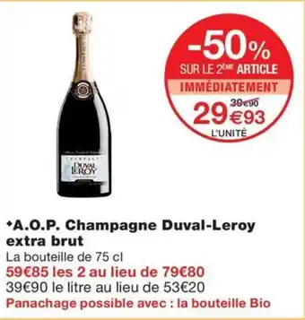 Monoprix *A.O.P. Champagne Duval-Leroy extra brut offre