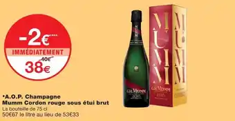 Monoprix *A.O.P. Champagne Mumm Cordon rouge sous étui brut offre