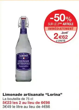 Monoprix Limonade artisanale "Lorina" offre