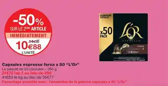 Monoprix Capsules espresso forza x 50 "L'Or” offre