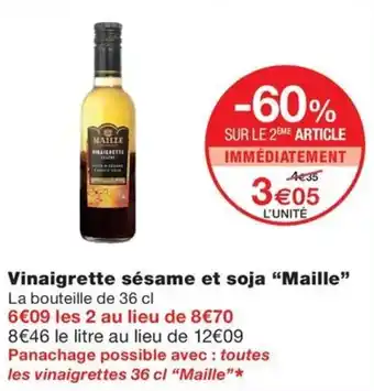 Monoprix Vinaigrette sésame et soja "Maille" offre