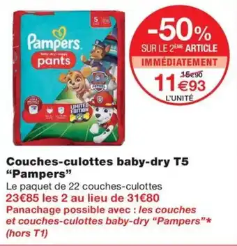 Monoprix Couches-culottes baby-dry T5 "Pampers" offre