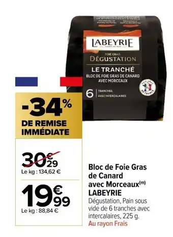 Carrefour Market Bloc de Foie Gras de Canard avec Morceaux(m) LABEYRIE offre