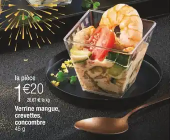 Cora x Carrefour Verrine mangue, crevettes, concombre offre