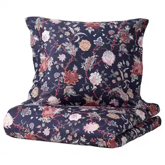 IKEA Nässelklocka housse de couette et 2 taies, bleu foncé/multicolore, 240x220/65x65 cm offre