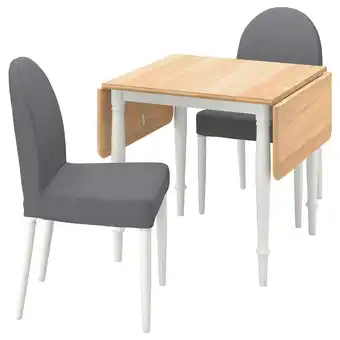 IKEA Danderyd / danderyd table et 2 chaises, plaqué chêne blanc/vissle gris, 74/134x80 cm offre