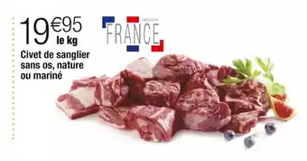 Cora x Carrefour Civet de sanglier sans os, nature ou mariné offre