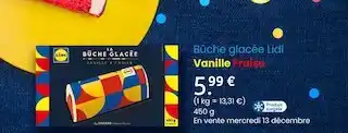 Lidl Bûche glacée lidl vanille fraise offre