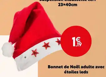 Maxi Bazar Bonnet de noël adulte avec étoiles leds offre