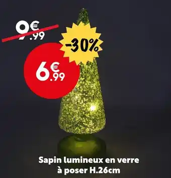 Maxi Bazar Sapin lumineux en verre à poser h.26cm offre