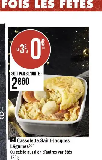 Casino Supermarchés Cassolette saint-jacques légumes offre