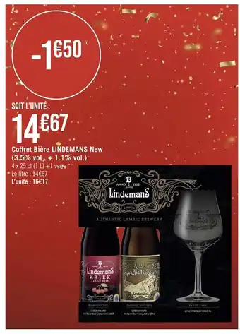 Coffret bière lindemans new (3.5% vol . + 1.1% vol.)