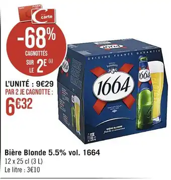 Casino Supermarchés 1664 bière blonde 5.5% vol offre