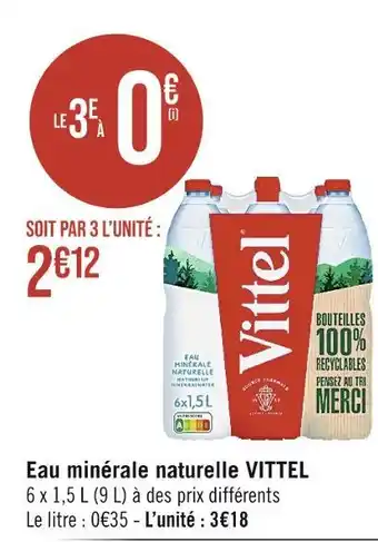 Casino Supermarchés Vittel eau minérale naturelle offre