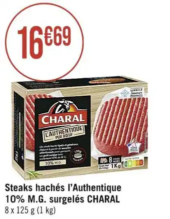 Casino Supermarchés Charal steaks hachés l’authentique 10% m.g. surgelés offre