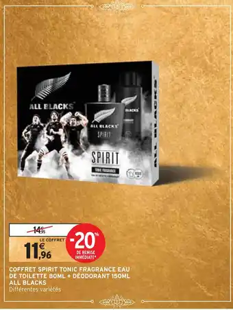 Intermarché All blacks coffret spirit tonic fragrance eau de toilette 80ml + déodorant 150ml offre