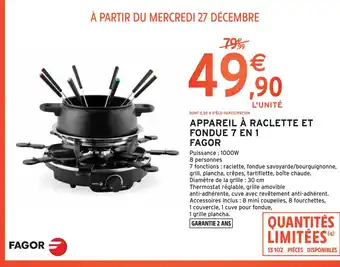 Fagor appareil à raclette et fondue 7 en 1