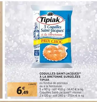 Intermarché Tipiak coquilles saint-jacques à la bretonne surgelées offre