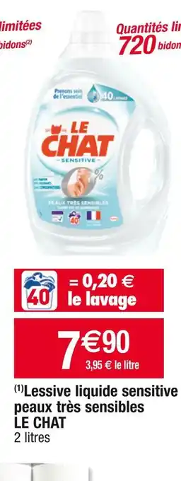 Cora x Carrefour Le chat lessive liquide sensitive peaux très sensibles offre